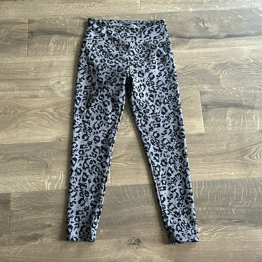 Gray and black leopard leggings